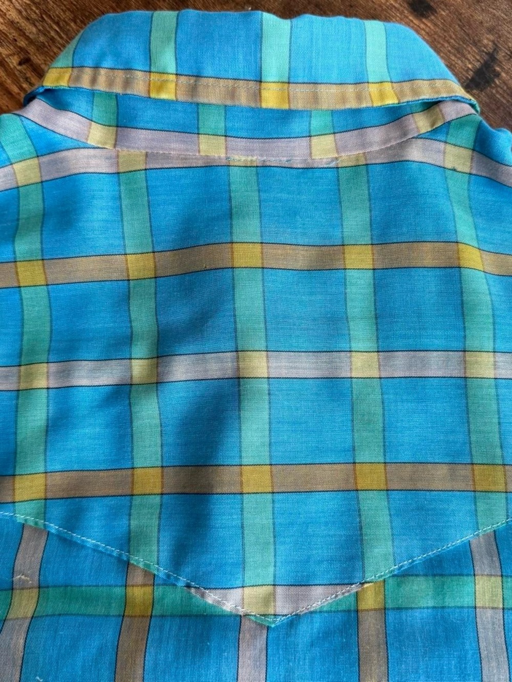 💀 SOLD 💀 Vintage 60s 70s Blue Plaid Pearl Snap Western Ely Plains ~ Size XL - Picture 8 of 8